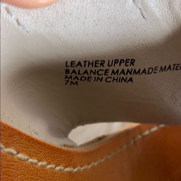 Hinge Hannah Tan Leather Wedge Sandals Size 7 - Picture 5 of 6